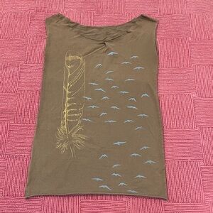 Floating Gold Iceberg Women’s large olive tunic dress  Feather Bird Design